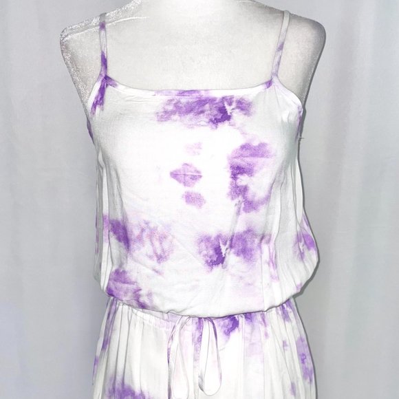 New Shinestar Tie Dye Sleeveless Straight Leg Jumpsuit White Purple Size Small - Picture 2 of 16
